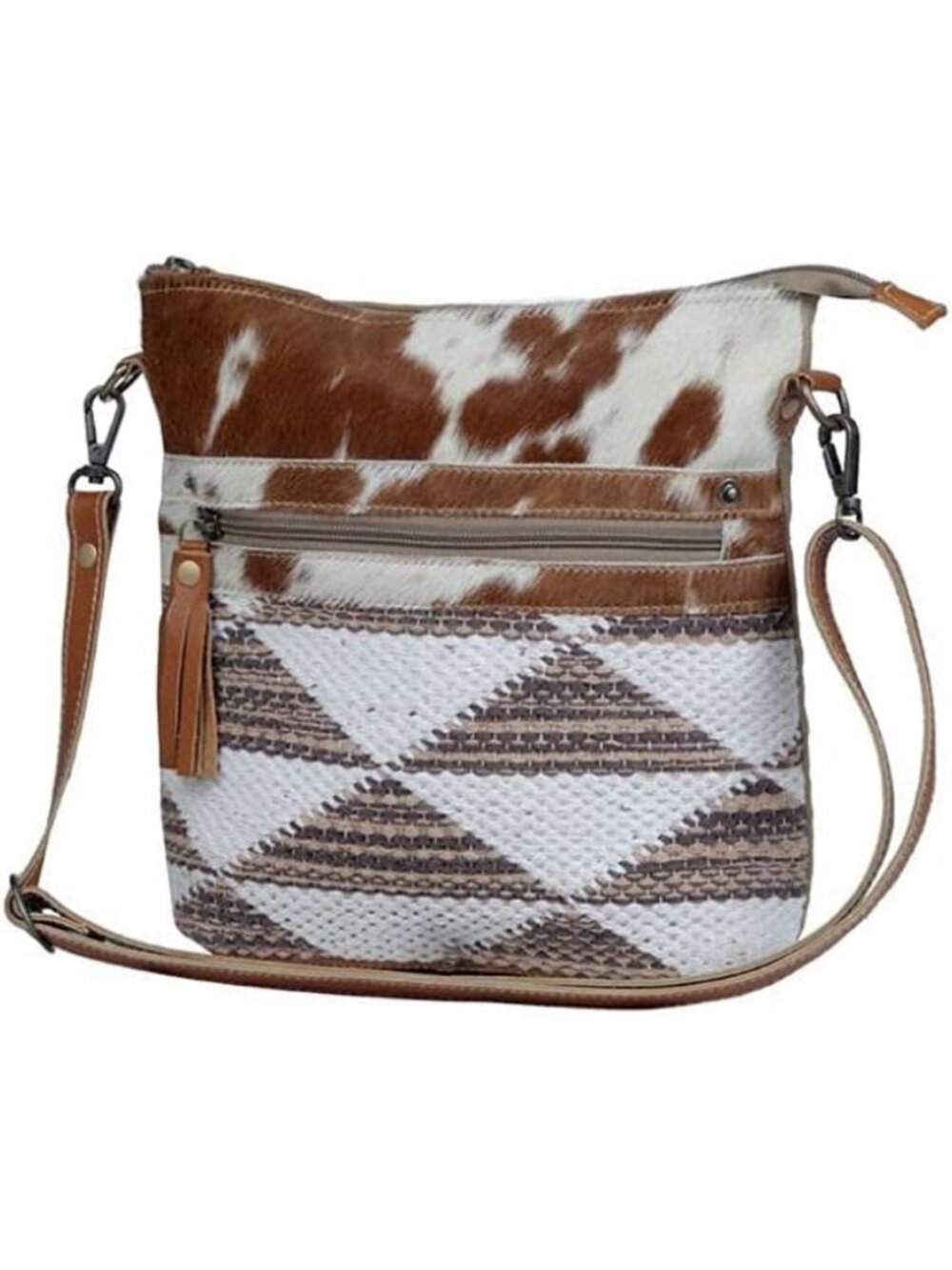 Stylish Canvas Crossbody Bag with Leather Accents - Versatile Everyday Satchel